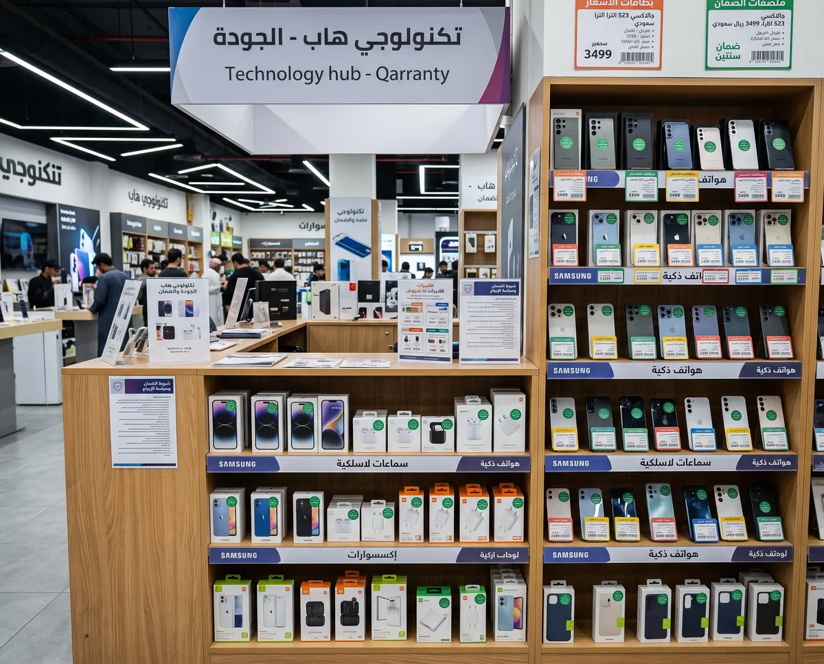 مطبوعات ولوازم محلات الهواتف والإلكترونيات في قطر: ملصقات الضمان وبطاقات الأسعار ولوحات الرفوف